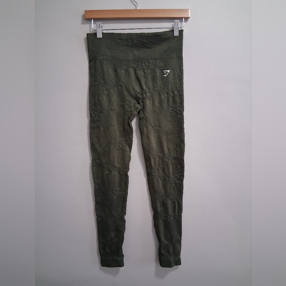 Gymshark Adapt Camo Seamless Leggings Textured High Waisted Green Size Medium